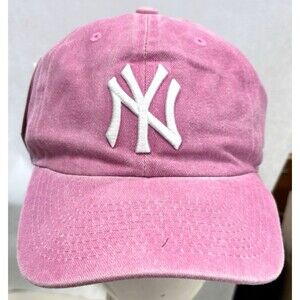 Women's New York Yankees 47 Brand Pink Distressed Strap Back Adjustable Hat Cap